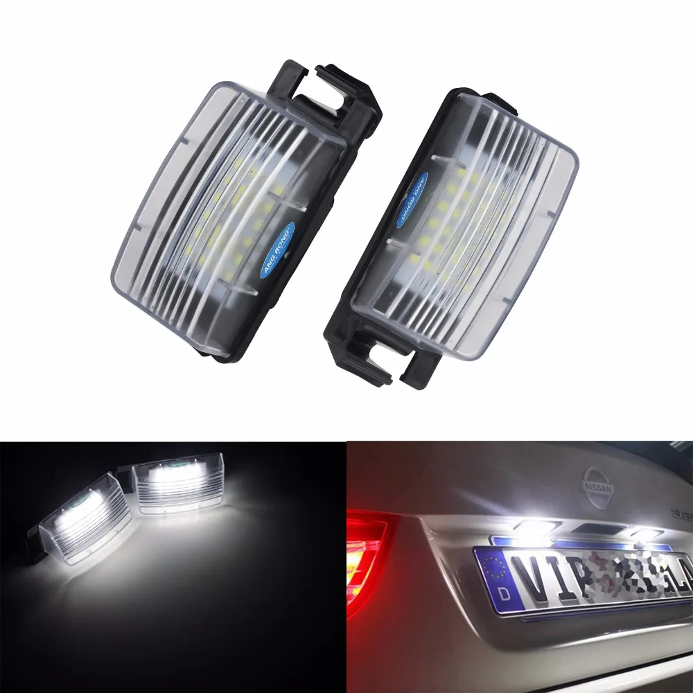 ANGRONG 2x светодиодный номерной знак светильник для Nissan 370Z R35 GTR лист куб Tiida Infiniti G25 G35