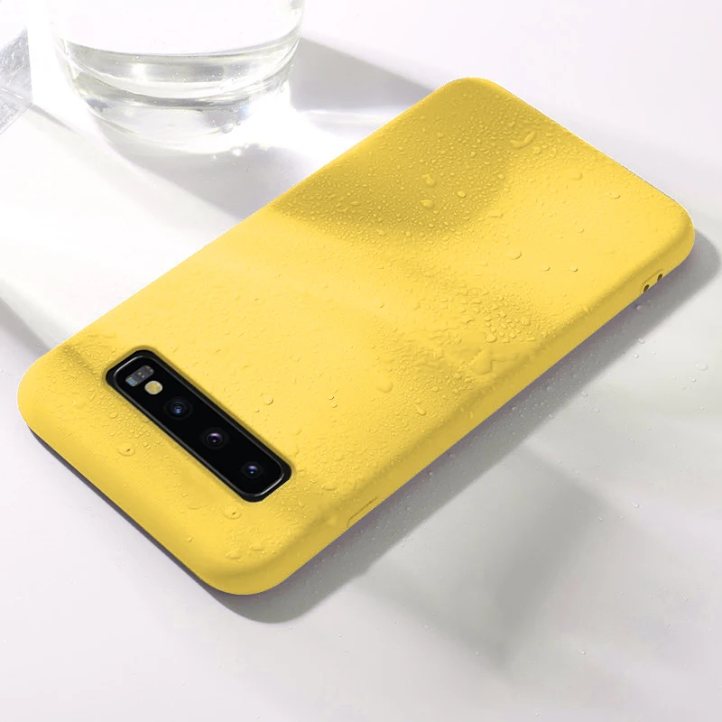Чехол для samsung Galaxy S10 S10e S10 Plus 5G версия S8 S9 Note 8 9 Чехлы жидкий мягкий, силиконовый, из ТПУ Чехол ударопрочный чехол Fundas - Цвет: Цвет: желтый