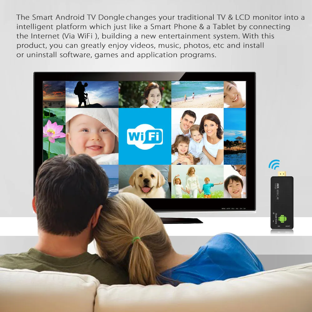 MK809 IV Android 7 1 TV Dongle RK3229 четырехъядерный 1G UHD 4K HD Мини ПК Miracast / DLNA H.265 Wi Fi Смарт