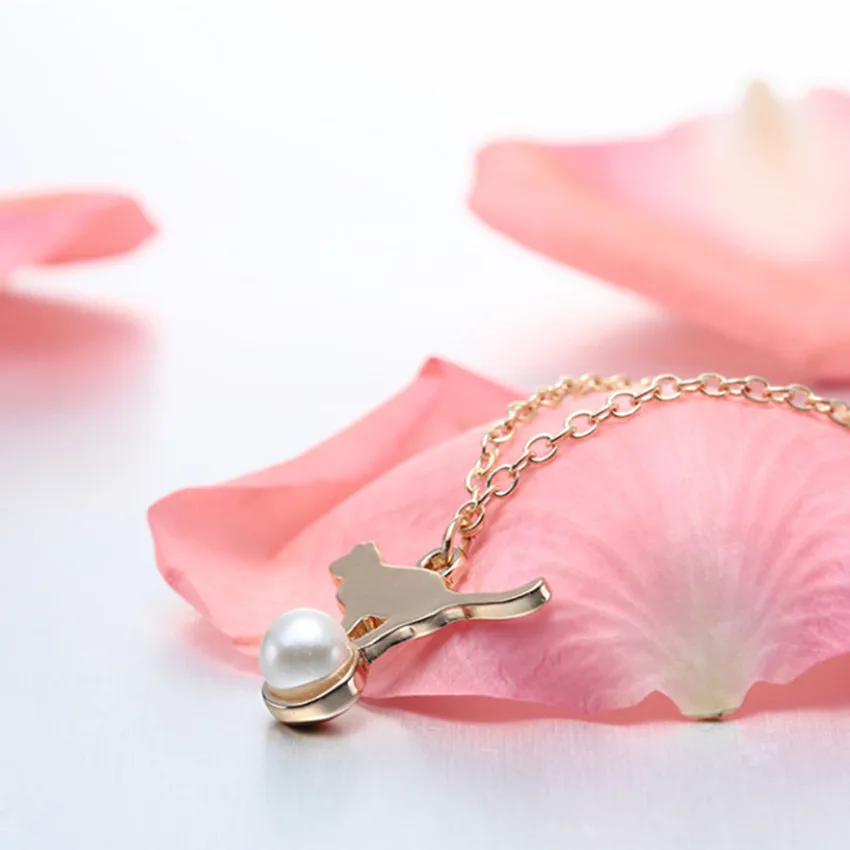 Ожерелье Kinitial с кулоном в виде милых кошек и шариков ожерелье цепочка золотого