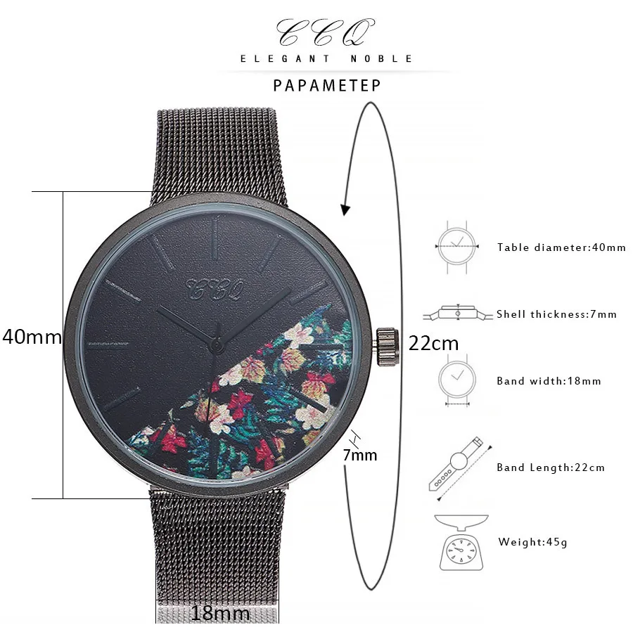 CCQ Top Brand Mens Watch Quartz Stainless Steel Band Marble Strap Womens Analog Ladies Dress Wristwatches reloj #N05 | Наручные часы
