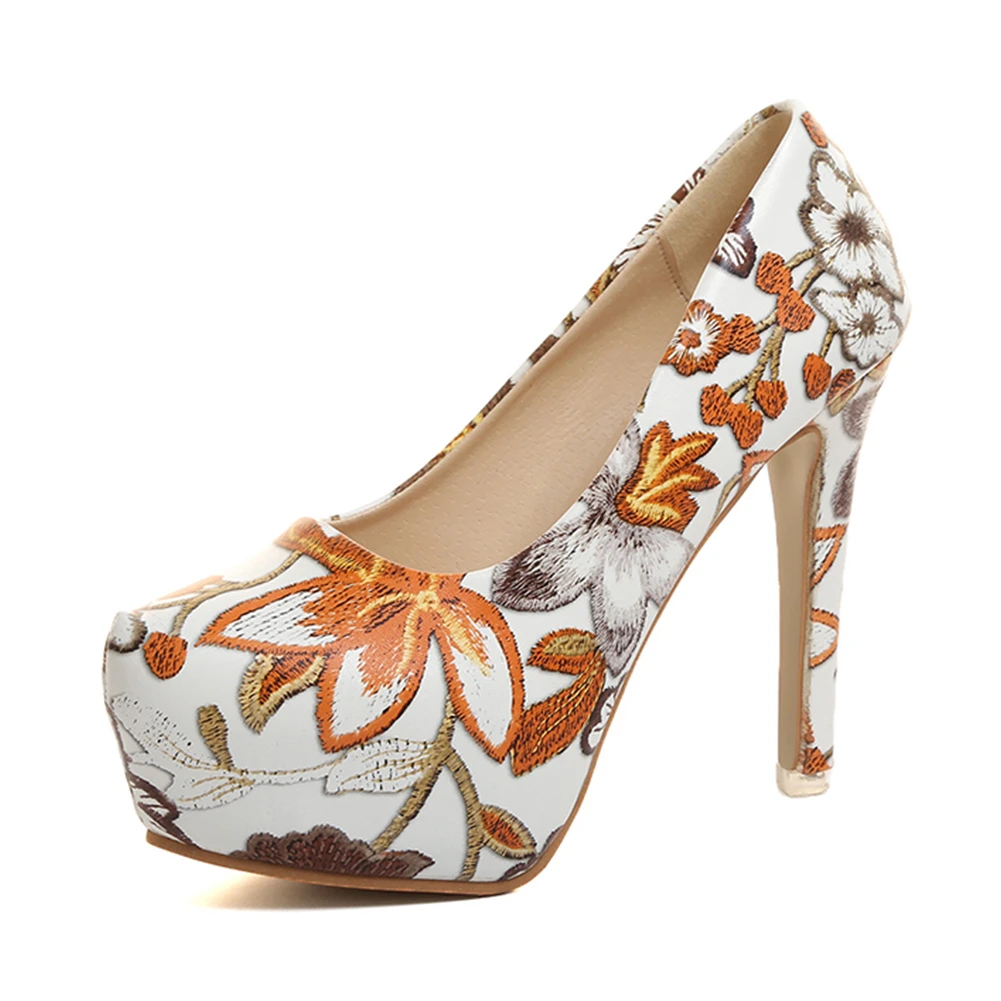 Style A flower SARAIRIS/Новинка; Прямая поставка; пикантные свадебные туфли-лодочки с вышитыми цветами; женские осенние туфли на высоком каблуке; коллекция года; женская обувь; размеры 34-42 - Цвет: Style A flower
