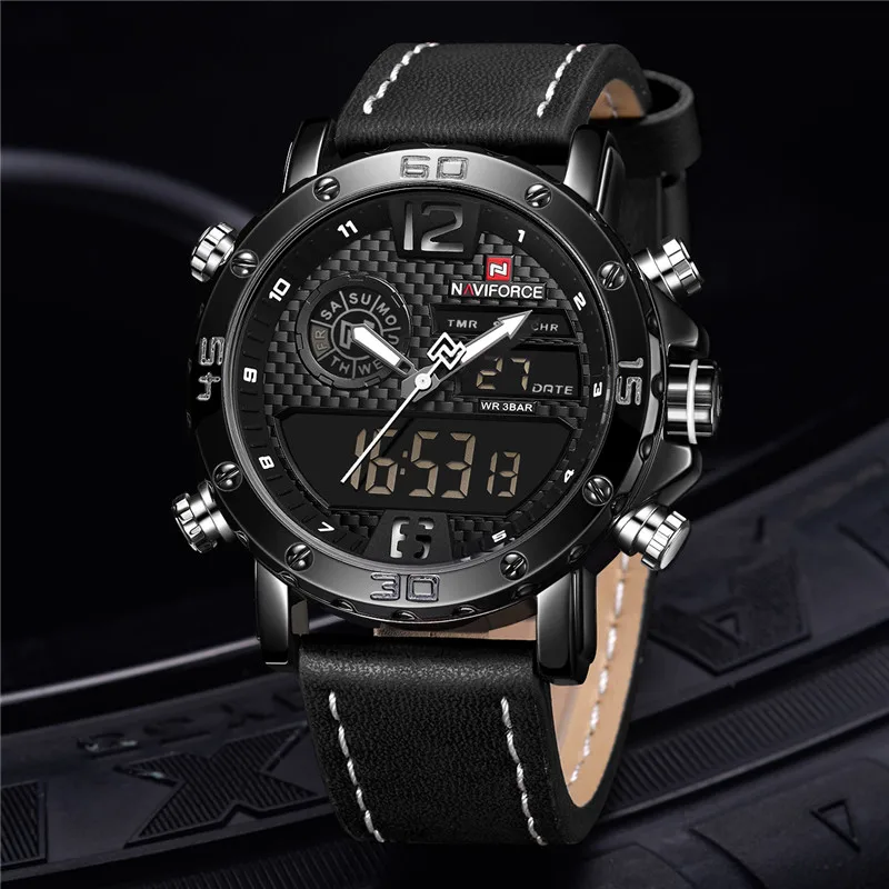 Мужские s часы Топ люксовый бренд мужские кожаные спортивные NAVIFORCE кварцевые