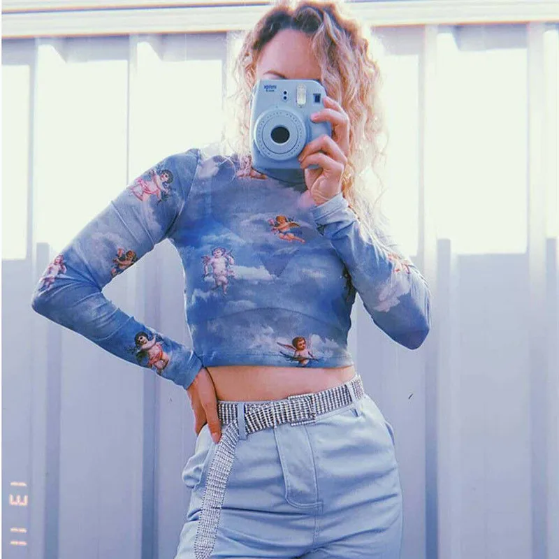 Женская футболка с длинными рукавами летняя сексуальная Сетчатая длинным