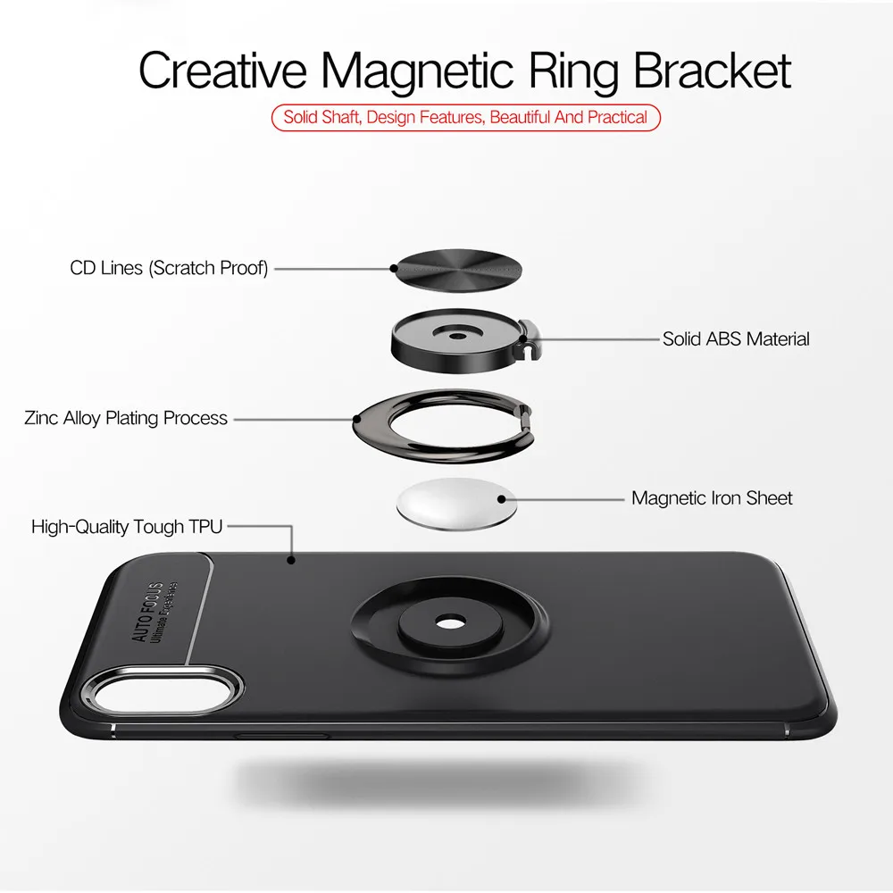 Phone Case For Huawei Mate 20 Lite Silicone Soft Ring Magnetic Luxury Cover Pro Honor 10 8C 8X Play |