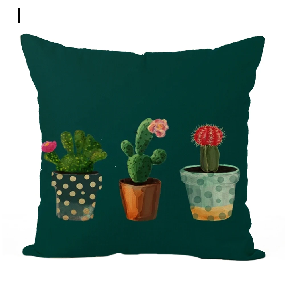 

45x45cm Abstract Cactus/Flower Pillow Case Cushion Cover Home Sofa Bed Car Decor Cute
