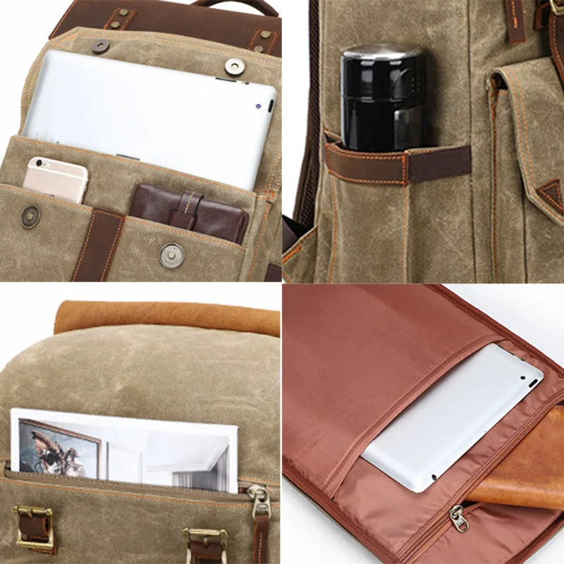 Водонепроницаемый рюкзак для камеры DSLR на открытом воздухе Восковая краска