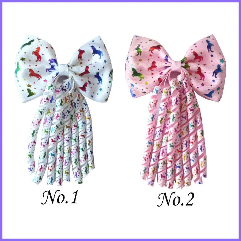 

20 BLESSING 4.5" Bowknot Corker Ponytail Elastic Hairbow Unicorn Mermaid Star