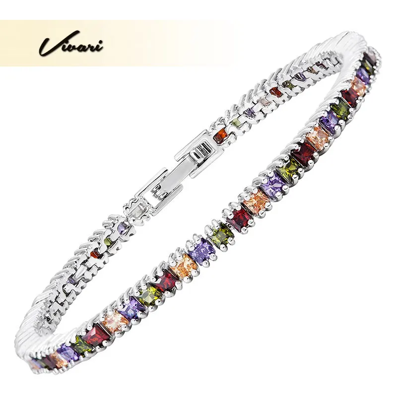 

Vivari Luxury Noble Bracelet For Women 59 Pcs Colorful Natural Crystals 100% Pure Copper Bangles Lovers Best Gift