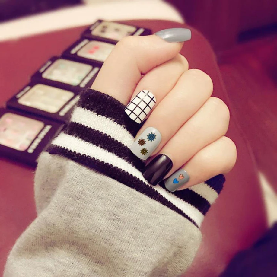 Best Selling New Nail Art Stickers 24 Sheets Hollow Irregular Grid Stencil Reusable Manicure | Красота и здоровье