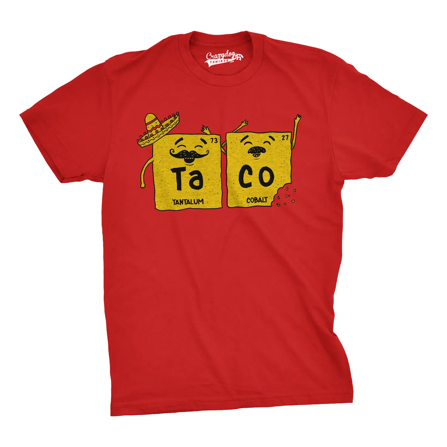 Mens of TaCo Nerdy Science Taco Chemistry T Shirt (Red) Comical Men'S T-Shirts Casual Brand Clothing Cotton | Мужская одежда