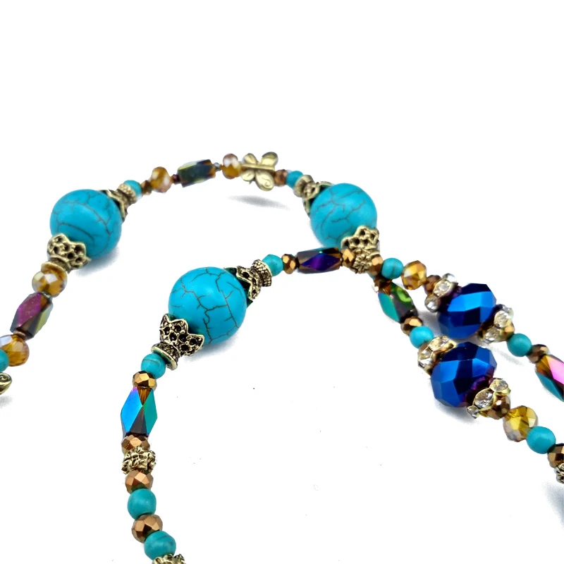 Fashion women Pearls Rhinestone Chain Necklace Vintage Bohemian Style stone Necklaces &amp Pendants Long Sweater choker0153-4 | Украшения и