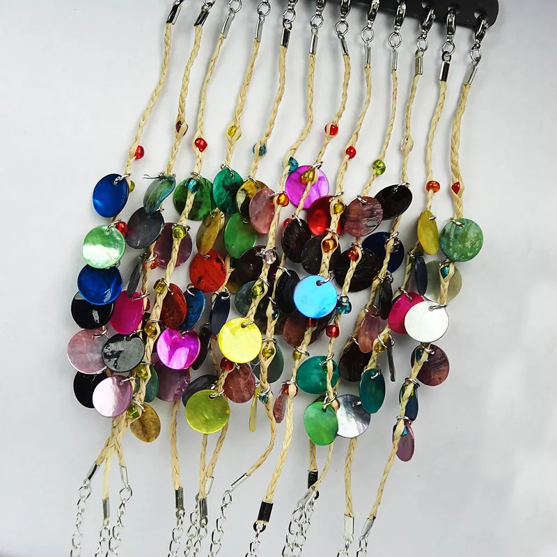

Charms 12pcs Mix Natural Shell Lucky Grass Bracelets for Women 2013 Wholesale Fashion Jewelry A-605