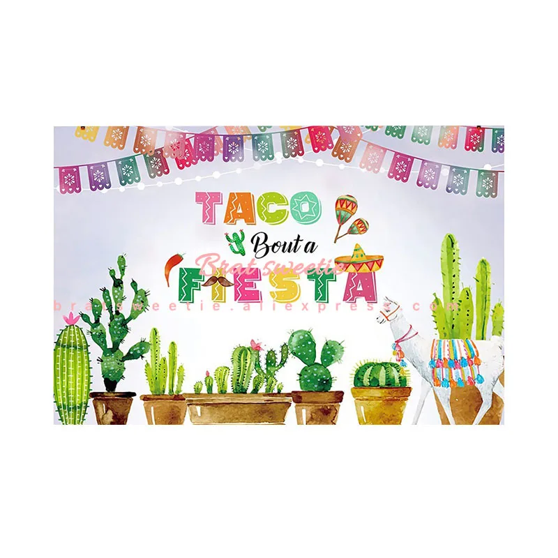 taco fiesta backdrop 7x5ft розовый лама вечерние фоны Мексиканская тема Альпака детский душ день рождения фотографии фоны кактус фото фон - Цвет: taco fiesta backdrop