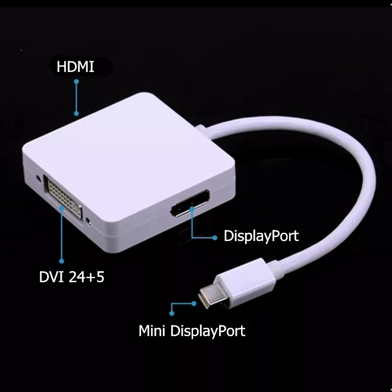 Hxairt 3 в 1 Thunderbolt Mini Display Port MINI DP Male To HDMI DVI VGA Женский адаптер конвертер кабель для Apple