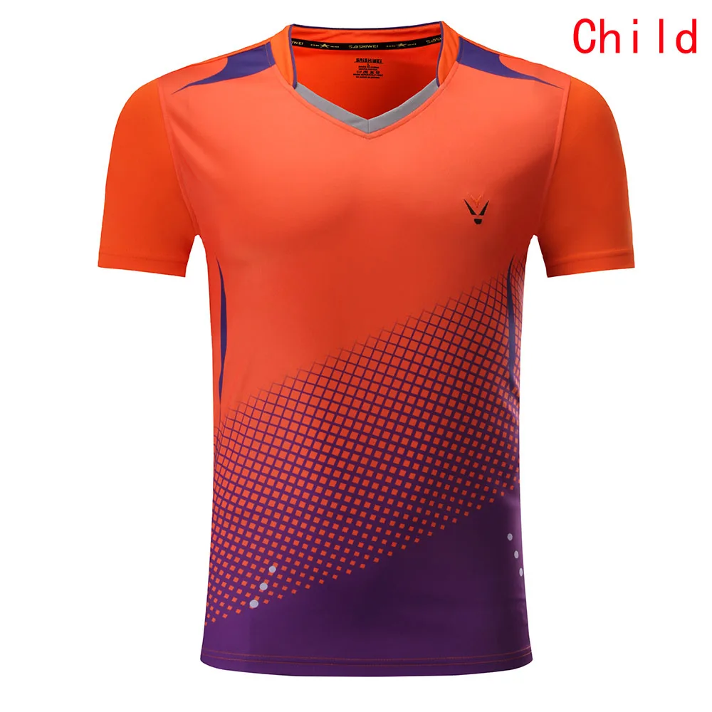 Child Orange Shirt Китайская рубашка для бадминтона для мужчин/женщин/детей, Спортивная футболка для пинг-понга, теннисные футболки, майки для настольного тенниса, Masculino Mujer XS-4XL - Цвет: Child Orange Shirt