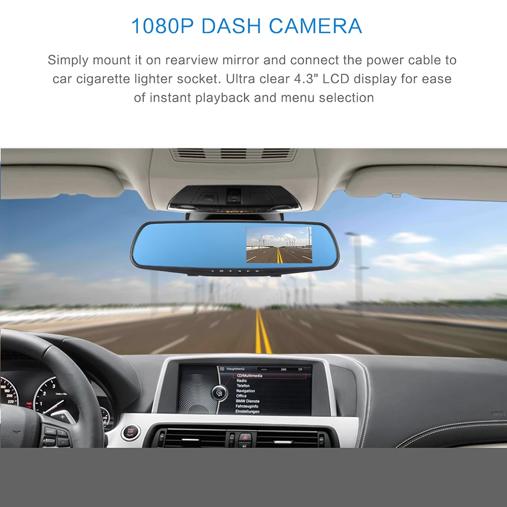 Автомобильный видеорегистратор Onever 1080P с двумя объективами камерой заднего вида