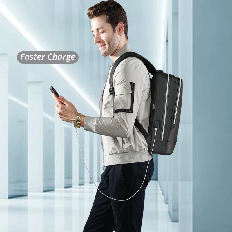Мужские рюкзаки Tigernu Oxford для ноутбука, рюкзак с защитой от кражи, USB, быстрая зарядка, водонепроницаемая мужская сумка, многофункциональные наушники Mochilas