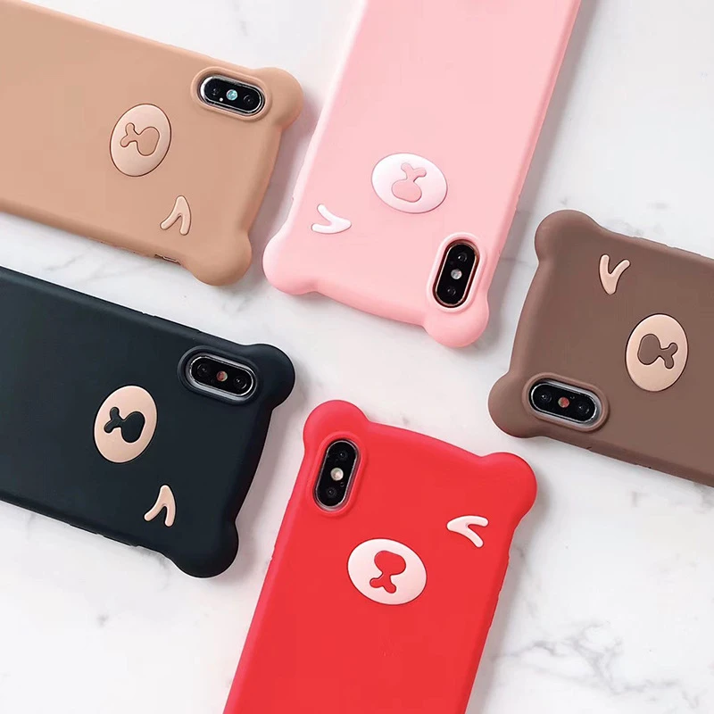 Милый медведь чехол для телефона iPhone X/XR/XS MAX Мягкий силиконовый с ремешком
