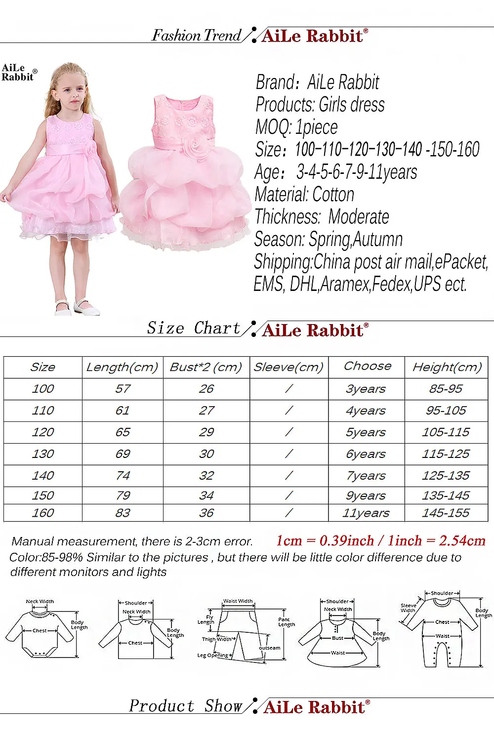 Тотальная распродажа, vestido infantil одежда от «Aile Rabbit», платье для девочек модное платье для девочек Свадебная вечеринка, пышное платье принцессы, платье с цветочным принтом детская одежда