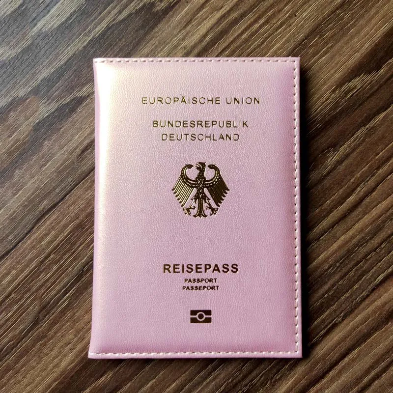Розовый Немецкая Обложка для паспорта, Женский кошелек для путешествий, Обложка для паспорта из искусственной кожи чехол для паспорта reiseball Deutschland протектор - Цвет: Розовый