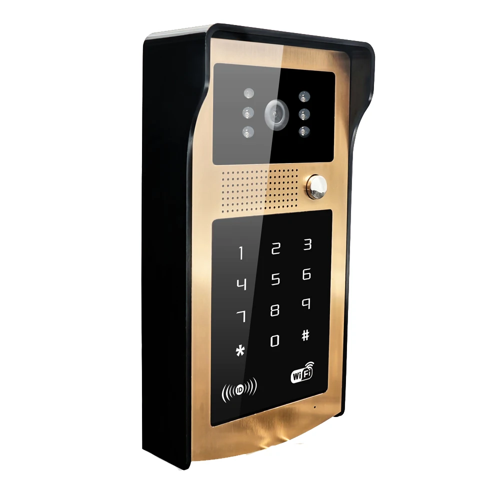 Бесплатная доставка Wi Fi телефон видео дверь домофон комплект золотистый металл