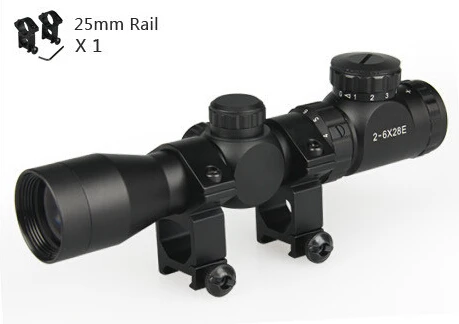 

Тактический красный зеленый светящийся военный оптический прицел 2-6X28E с креплением 25,4 мм для охотничьего прицела