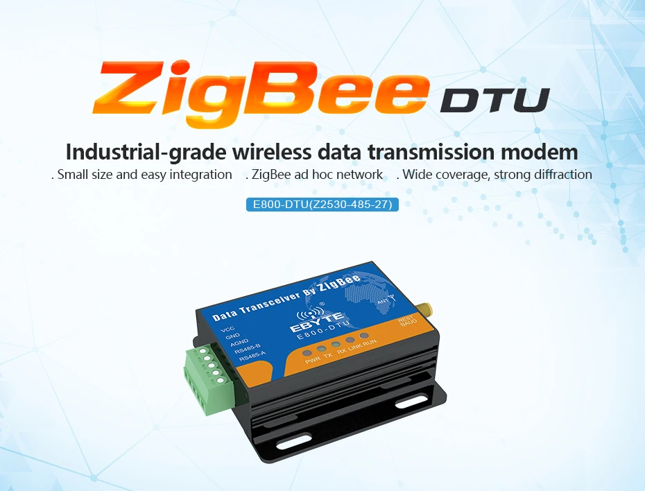 E800-DTU(Z2530-485-27) Zigbee CC2530 модуль RS485 2,4 ГГц 500 МВт cdebyte сеть Ad Hoc сеть 2,4 ГГц Zigbee радиочастотный трансивер