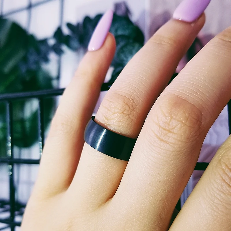 Кольцо из титановой нержавеющей стали матовое черное классическое обручальное