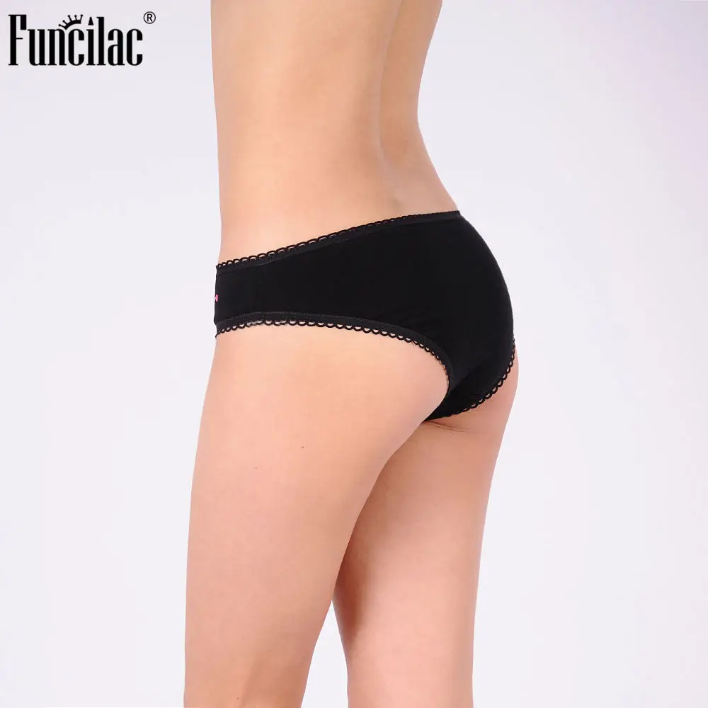 FUNCILAC Sexy Underwear Women Cotton Cute Panties Briefs Bow Print Bikini Lady Intimate Girl Underpants 3Pcs/Lot M-XLComfortable |