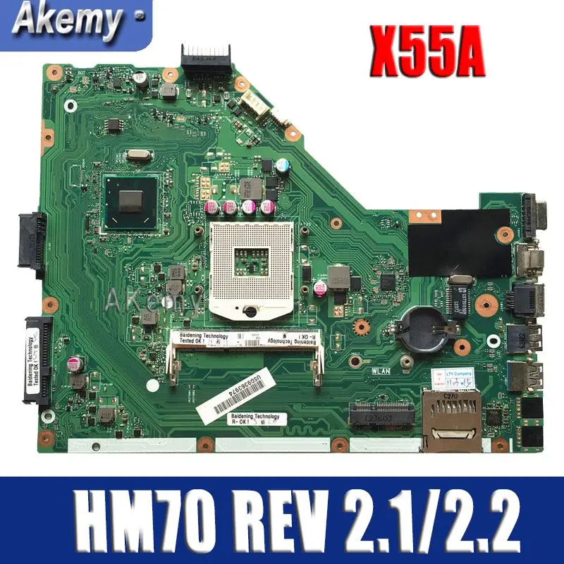 Материнская плата Amazoon X55A для ноутбука ASUS X55A, оригинальная материнская плата HM70 REV 2,1/2,2