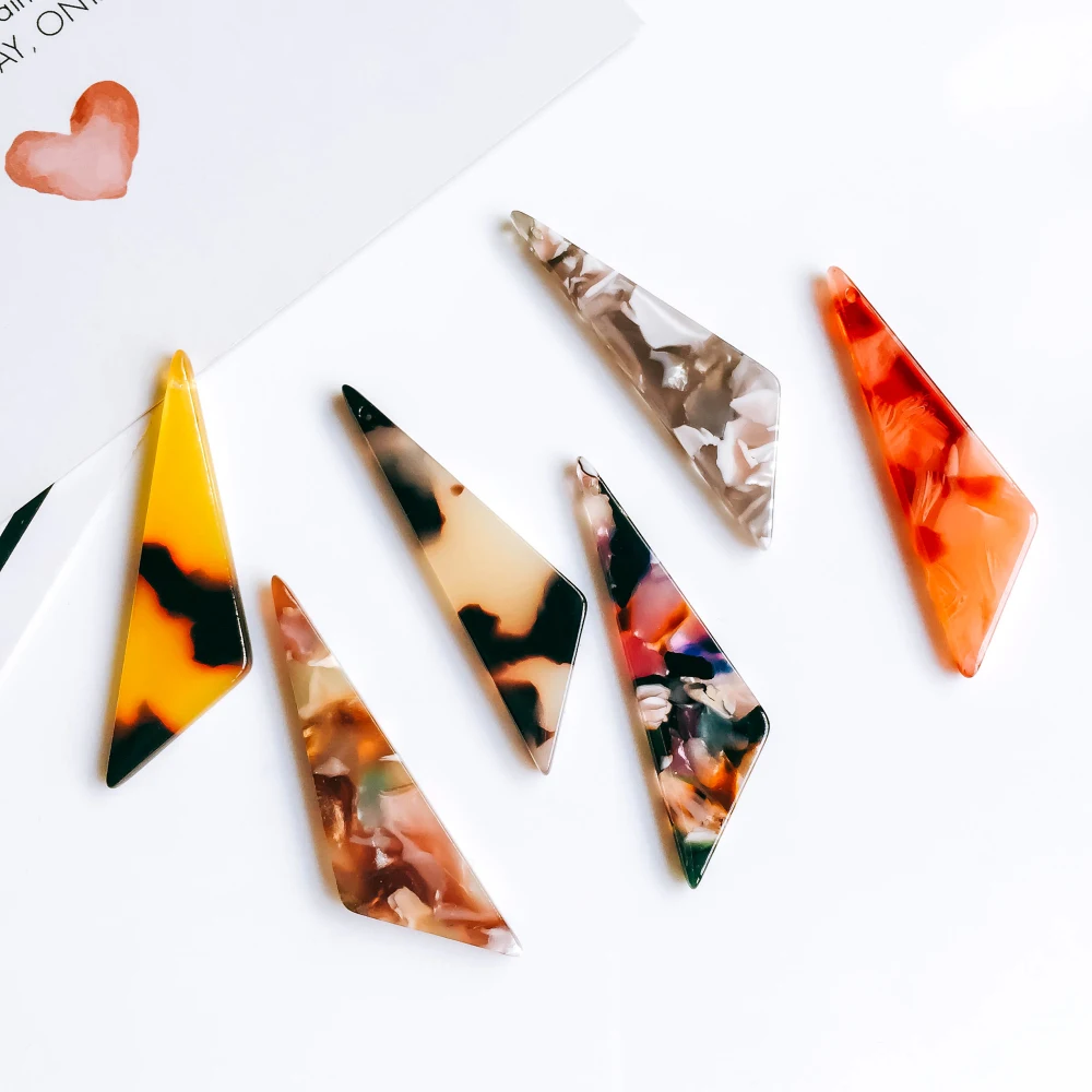 

ZEROUP Eardrop 6 Colors Triangle Earring Accessories Pendant Necklace Charms Diy Handmade Material 6pcs