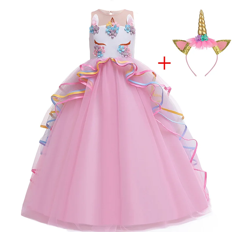 Фото Unicorn Party Kids Dresses For Girls Long Princess Dress Children Carnival Costume Flower Wedding Dress4 6 8 10 12 14 Year Детская Unicorn Party Kids Dresses For Girls Long Princess Dress Children Carnival Costume Flower Wedding Dress4 6 8 10 12 14 Year Детская