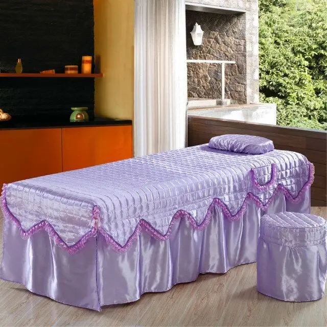 Стеганое красивое покрывало с оборками юбка кровать для салона красоты 70*190 см