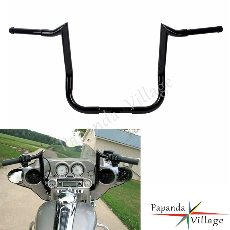 

Black Motorcycle 12" 14" 16" Rise Monkey Bar Handlebars for Harley Baggers Dressers Touring with Batwing Fairing 1982-2017