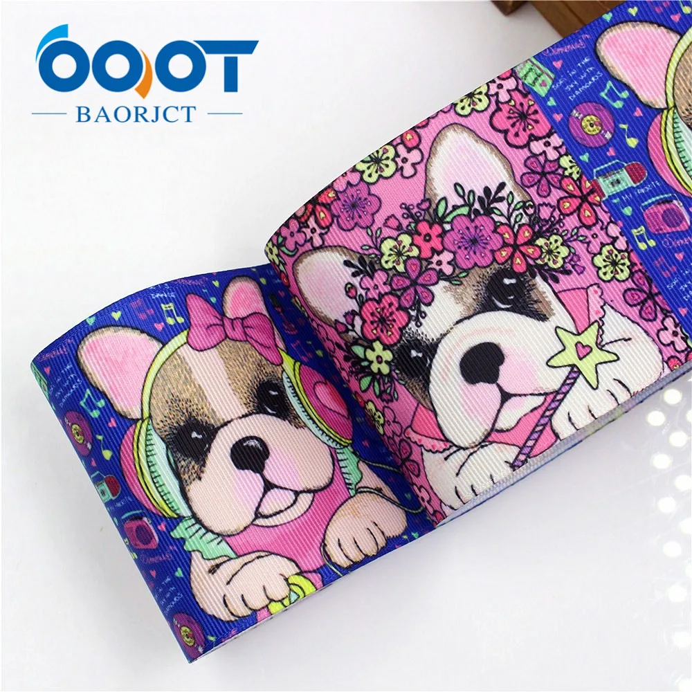 OOOT BAORJCT I-18428-16 75 мм 10 ярдов/Лот Мультяшные ленты термотрансферные печатные grosgrain