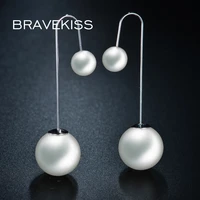 bravekiss trend simulated pearl double ball womens earrings long chain earing dangle earrings boho accesorios mujer bje0254b