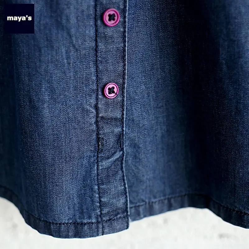 Mayas/джинсовое трикотажное мини-платье в стиле пэчворк для девочек детские синие