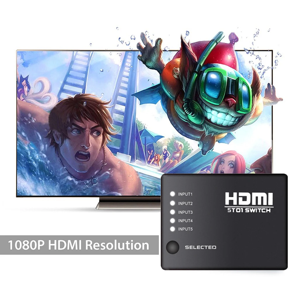 AIXXCO 5 портов HDMI переключатель разветвитель концентратор с ИК пультом