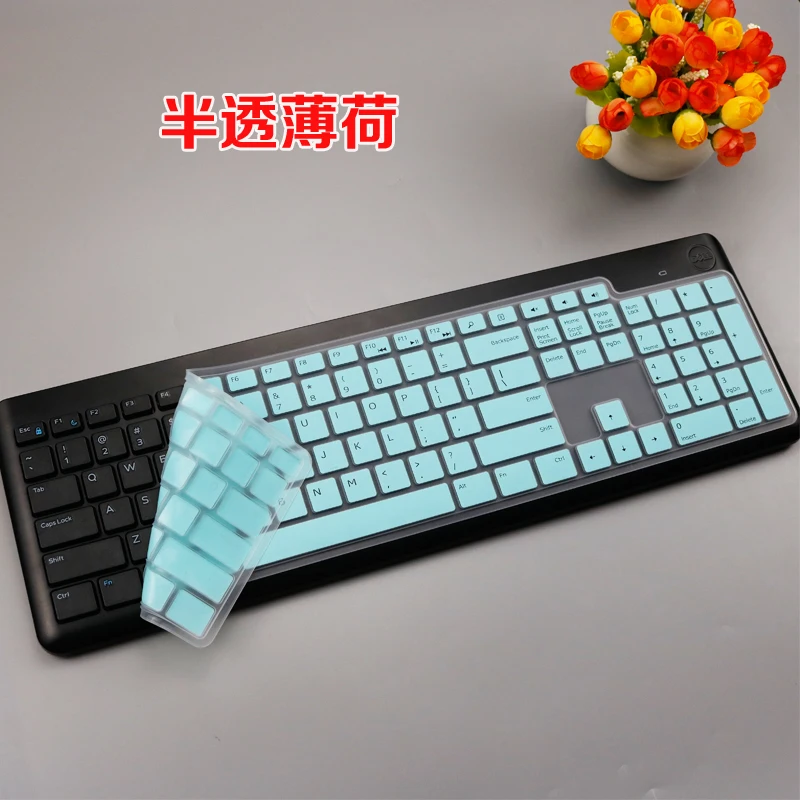 whiteblue Силиконовый чехол для клавиатуры для ноутбука Dell KM117 Беспроводной клавиатура ультра тонкий силикон DELL км 117 клавиатура защитная пленка - Цвет: whiteblue