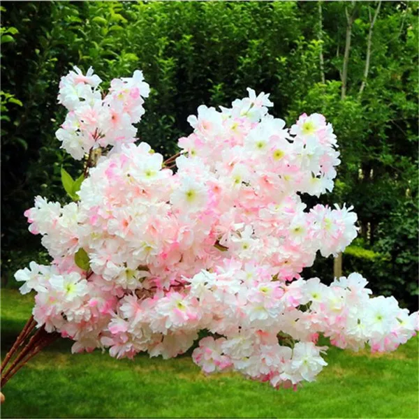 105cm light pink 5p Шелковый цветок вишни ветви Бегония Сакура стволовых деревьев для свадьбы украшения деревьев искусственные декоративные цветы - Цвет: 105cm light pink