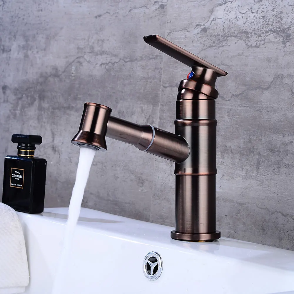 

Basin Faucet Brass ORB Color Modern Pull Out And Down Bathroom Faucet Kitchen Sink Faucet Toilet Mixer Tap Hot Cold Water WC Tap