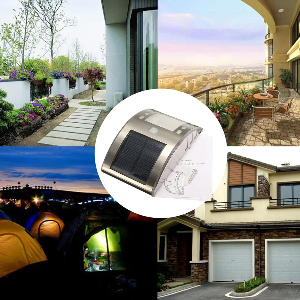 Водонепроницаемый солнечной энергии 3 светодиодный светильник PIR датчик