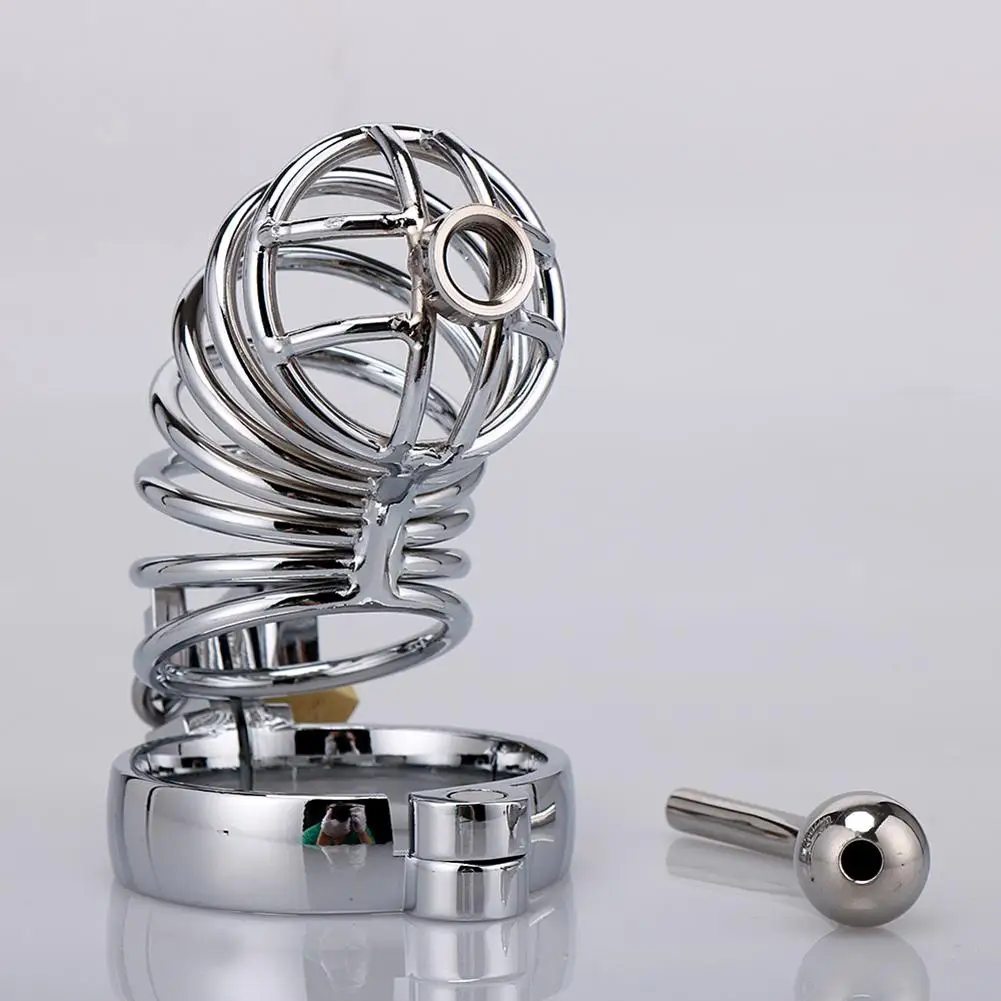 Металлическая клетка с замком для пениса массажер тела из нержавеющей стали