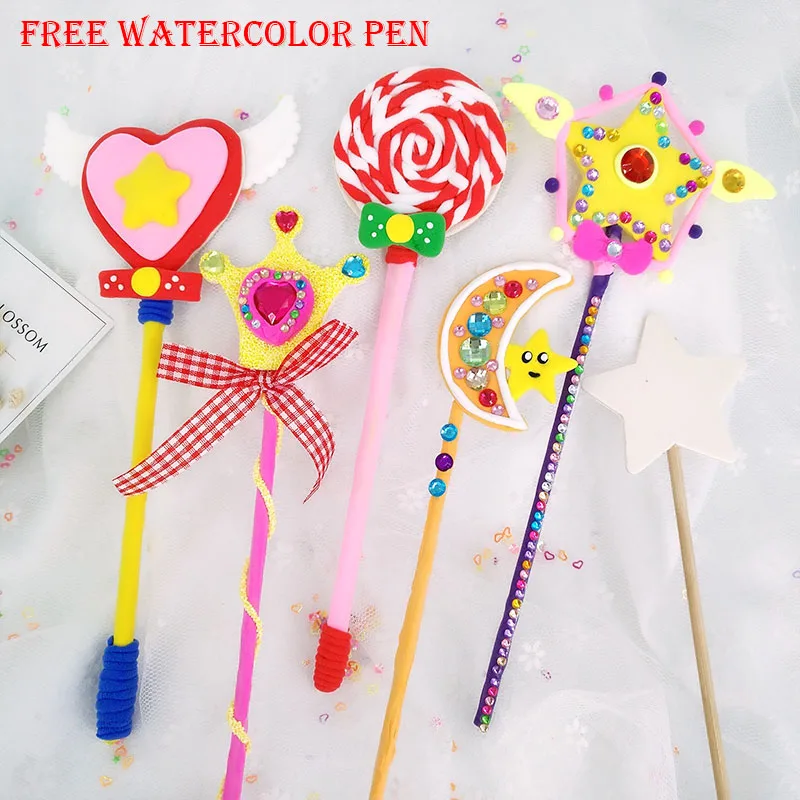 SZ STEAM Children's Handmade DIY Paint Drawing Toy Wooden Magic Stick Snowflake Clay Hand Painted Wand SZ3126 | Игрушки и хобби