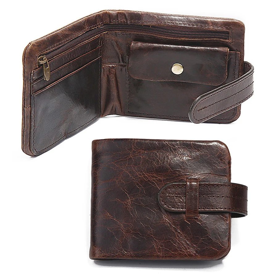 

Classical Genuine Leather Mens Wallets Short Fund 2 Folds Oil Bright Style Hasp Business Casual Coins Change Pocket Purse Wallet