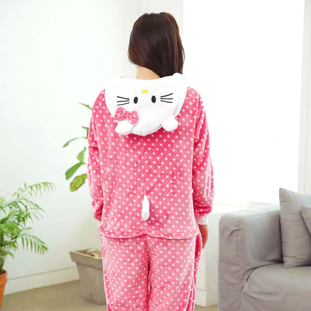Пижама с героями мультфильмов Hello Kitty для взрослых унисекс милый зимний теплый