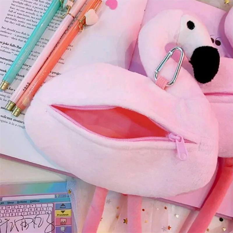 1 шт. Kawaii Мультяшные школьные чехлы карандаши сумка милый Фламинго плюшевая ручка