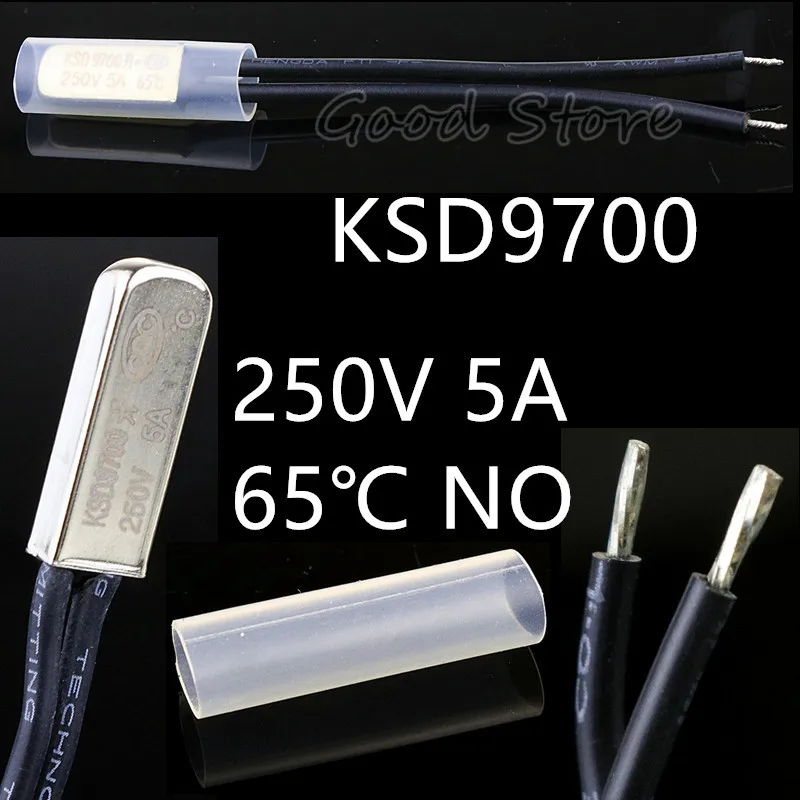 65 Degree Celsius 5 шт. без KSD9700 250V 5A 40~ 155 градусов биметаллический дисковый Температура переключателя нормально открытый термостат Термальность протектор - Цвет: 65 Degree Celsius