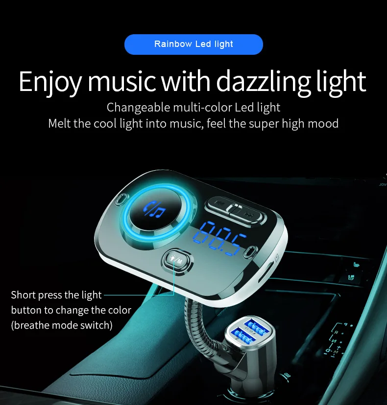 Fm-передатчик модулятор Aux Bluetooth 5,0 Handsfree автомобильный комплект QC3.0 быстрое зарядное устройство двойной USB Поддержка SiRi TF карта для двух устройств